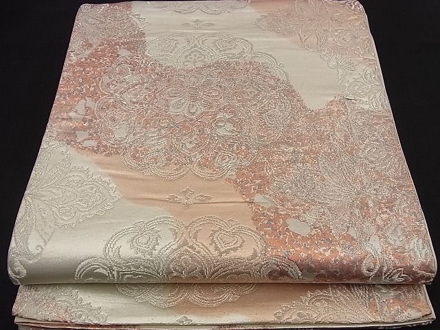 平和屋着物■六通柄袋帯 道長花唐草文 銀糸 逸品 n-nr0290
