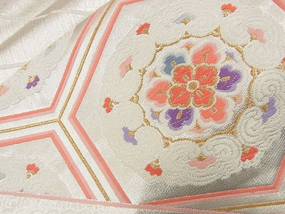 平和屋着物■六通柄袋帯 唐織 亀甲正倉院花文 金銀糸 逸品 n-nr0309