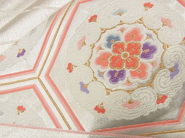平和屋着物■六通柄袋帯 唐織 亀甲正倉院花文 金銀糸 逸品 n-nr0309
