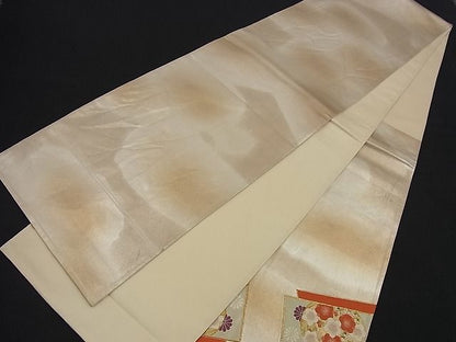 平和屋着物■六通太鼓柄袋帯 唐織 色紙重ね花丸文 金糸 逸品 n-nr0310