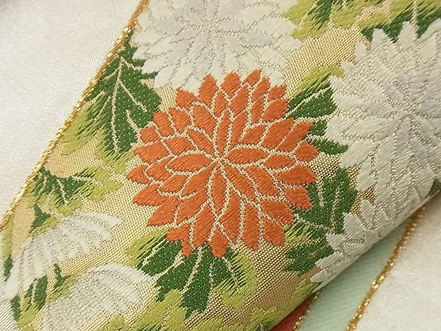平和屋着物■六通太鼓柄袋帯 唐織 色紙重ね花丸文 金糸 逸品 n-nr0310