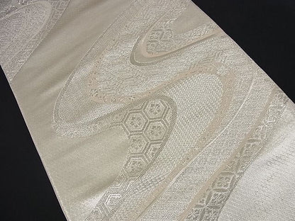 平和屋着物■西陣 六通柄袋帯 唐織 洛竹錦 吉祥流水文 銀糸 逸品 n-nr0313