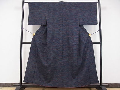 平和屋着物■上質な紬 変わり亀甲文 逸品 ob2071
