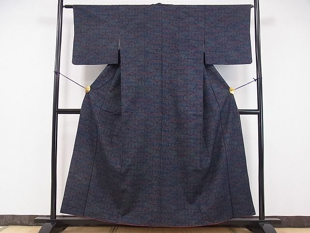 平和屋着物■上質な紬 変わり亀甲文 逸品 ob2071