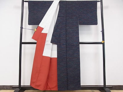 平和屋着物■上質な紬 変わり亀甲文 逸品 ob2071