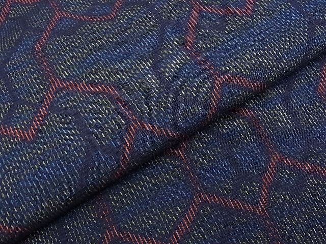 平和屋着物■上質な紬 変わり亀甲文 逸品 ob2071