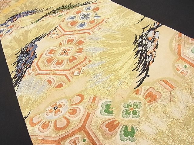 平和屋着物■アンティーク　大正ロマン　全通柄袋帯　吉祥花松文　金銀糸　逸品　ob2257