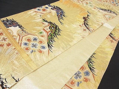 平和屋着物■アンティーク　大正ロマン　全通柄袋帯　吉祥花松文　金銀糸　逸品　ob2257