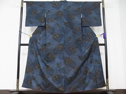平和屋着物■上質な紬 切嵌吉祥花文 逸品 ob2537