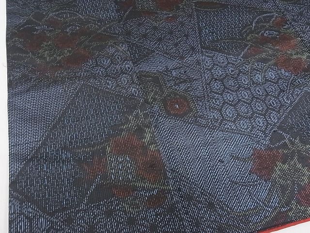 平和屋着物■上質な紬 切嵌吉祥花文 逸品 ob2537