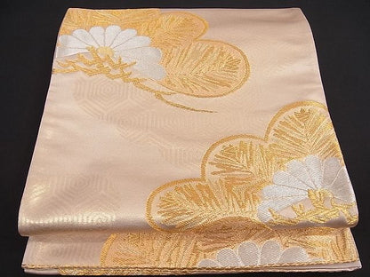 平和屋着物■六通柄袋帯 亀甲松文 金銀糸 逸品 ob2610