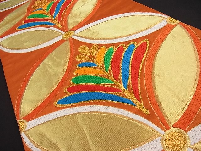 平和屋着物■六通柄袋帯　七宝松葉文　金糸　逸品　ob2619