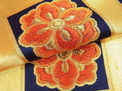 平和屋着物■六通柄袋帯 蜀江花文 金糸 逸品 ob2615