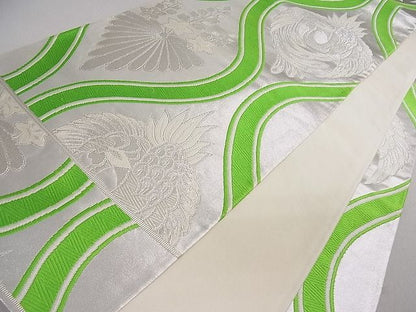 平和屋着物■六通柄袋帯　立涌鳳凰桐文　銀糸　逸品　ob2629