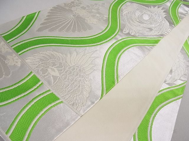 平和屋着物■六通柄袋帯　立涌鳳凰桐文　銀糸　逸品　ob2629