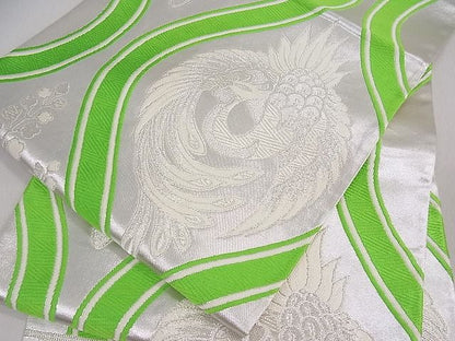 平和屋着物■六通柄袋帯　立涌鳳凰桐文　銀糸　逸品　ob2629
