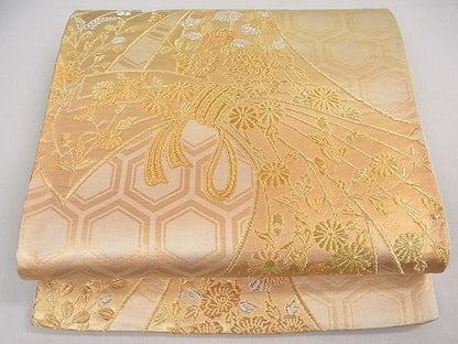 平和屋着物■六通柄袋帯　束ね熨斗吉祥花文　金銀糸　逸品　ob2630