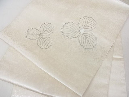 平和屋着物■六通太鼓柄袋帯 刺繍 舞葉文 銀糸 逸品 ob2986