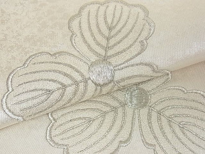 平和屋着物■六通太鼓柄袋帯 刺繍 舞葉文 銀糸 逸品 ob2986