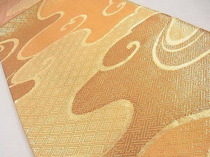 平和屋着物■佐賀錦 六通柄袋帯 流水吉祥文 金糸 逸品 ob3081