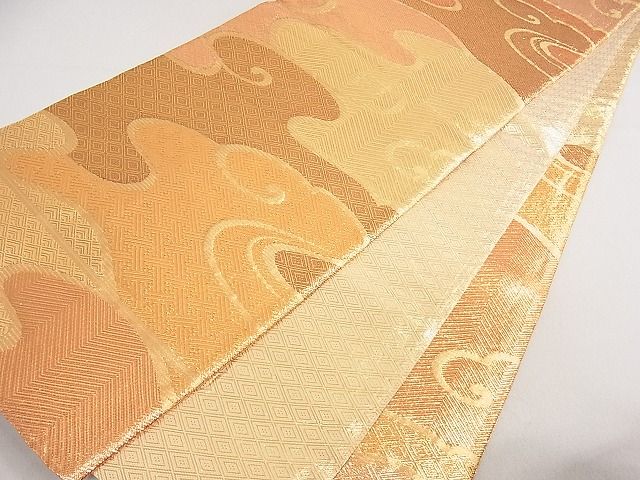 平和屋着物■佐賀錦 六通柄袋帯 流水吉祥文 金糸 逸品 ob3081