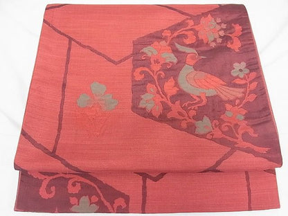 平和屋着物■六通柄袋帯 花鳥唐草文 逸品 ob3193