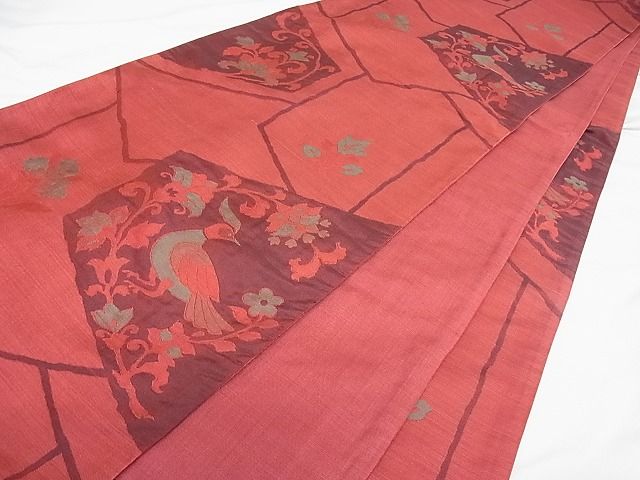 平和屋着物■六通柄袋帯 花鳥唐草文 逸品 ob3193