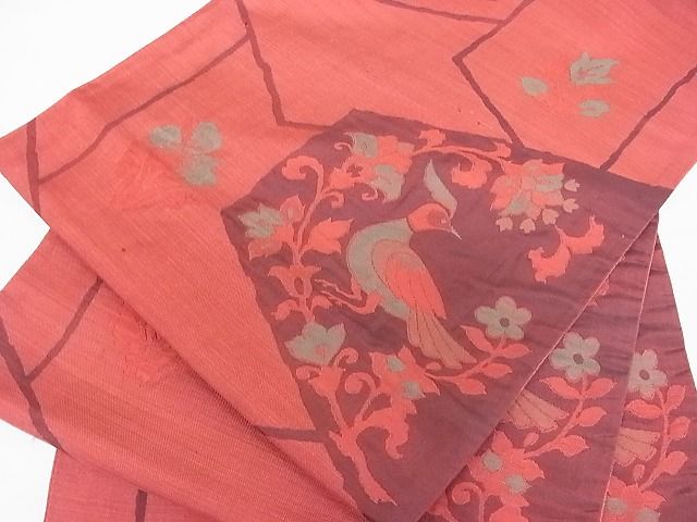 平和屋着物■六通柄袋帯 花鳥唐草文 逸品 ob3193