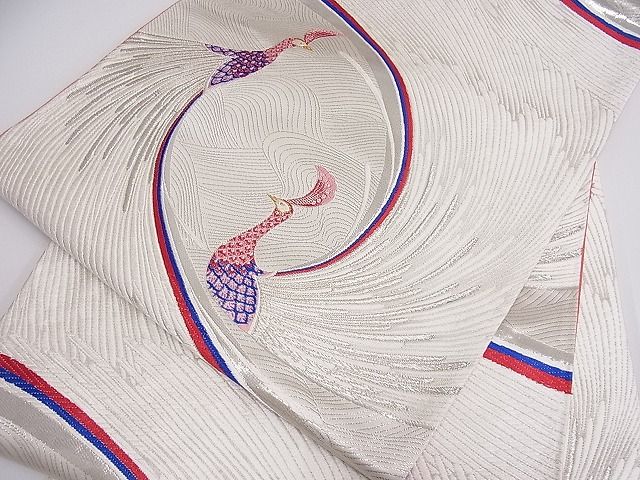 平和屋着物■六通柄袋帯 唐織 孔雀文 金銀糸 逸品 ob3227
