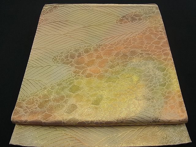 平和屋着物■六通柄袋帯 立波文 金糸 逸品 n-op0068