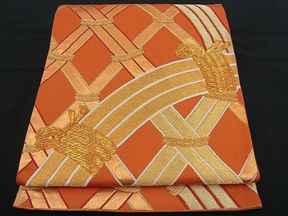 平和屋着物■六通柄袋帯 唐織 籬文 金糸 逸品 n-op0101