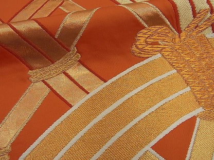 平和屋着物■六通柄袋帯 唐織 籬文 金糸 逸品 n-op0101