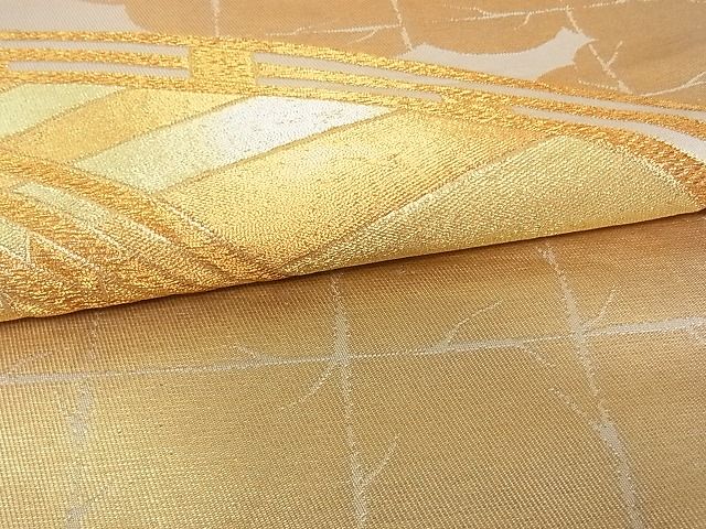 平和屋着物■六通柄袋帯　雲取渡橋文　金糸　逸品　op2729