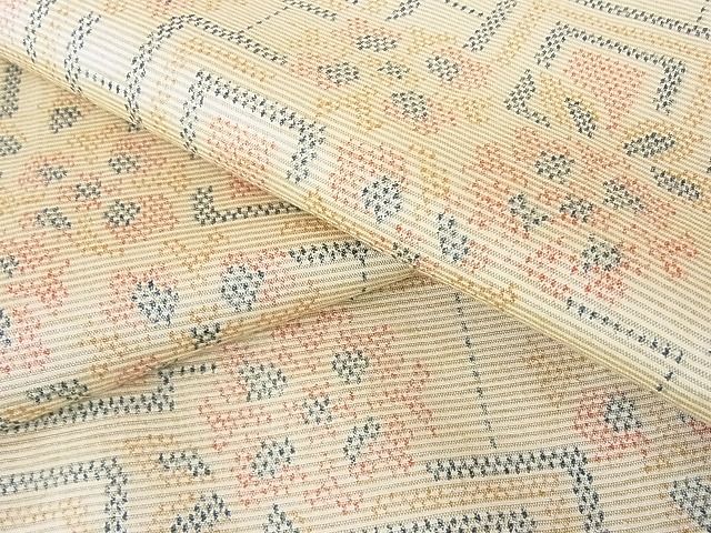 平和屋着物■上質なお召 幾何学花文 逸品 op3140