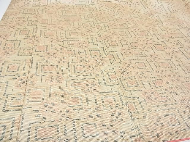 平和屋着物■上質なお召 幾何学花文 逸品 op3140