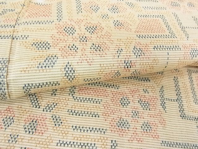 平和屋着物■上質なお召 幾何学花文 逸品 op3140