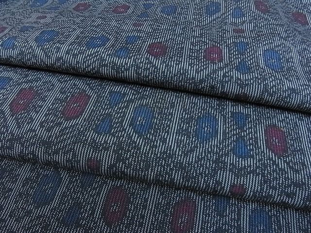 平和屋着物■上質な紬 幾何学花文 逸品 op3984