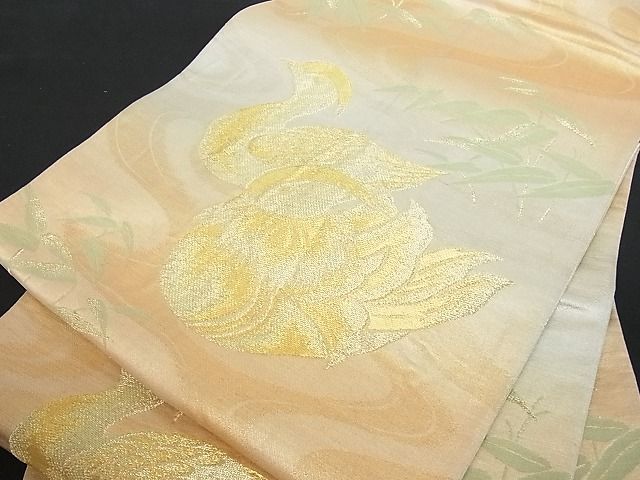 平和屋着物■六通柄袋帯 鴛鴦 金糸 逸品 op4293