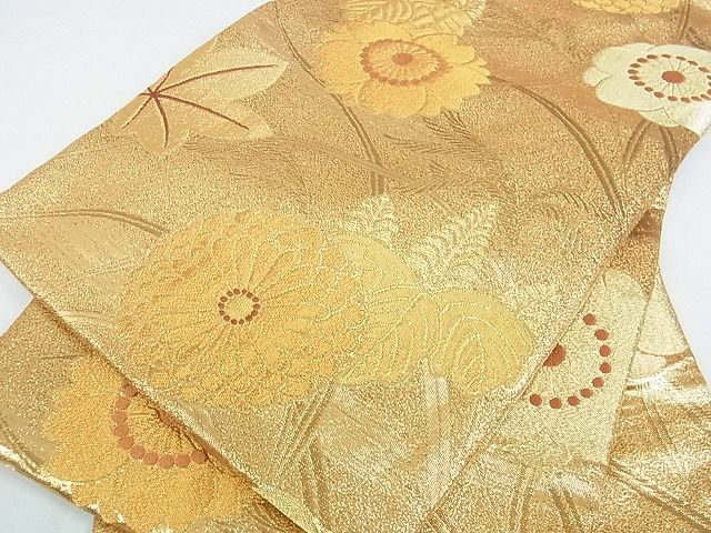 平和屋着物■佐賀錦 六通柄袋帯 桐花文 金糸 逸品 op4593