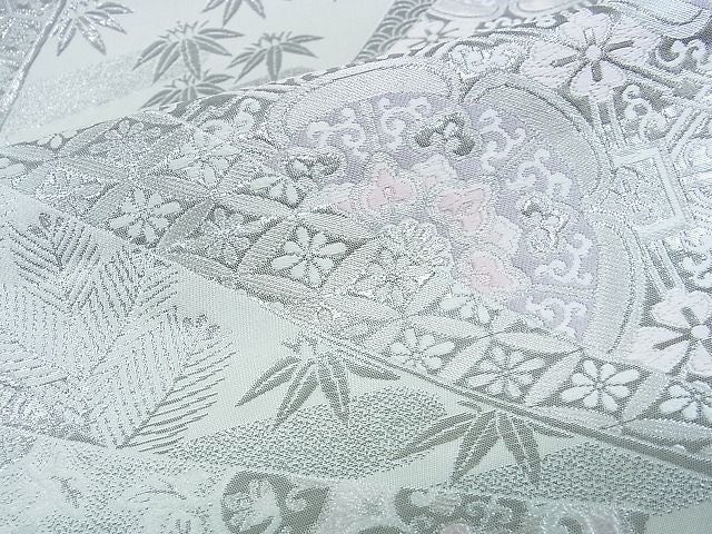 平和屋着物■六通柄袋帯 吉祥花文 銀糸 逸品 op4606