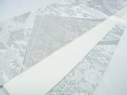 平和屋着物■六通柄袋帯 吉祥花文 銀糸 逸品 op4606