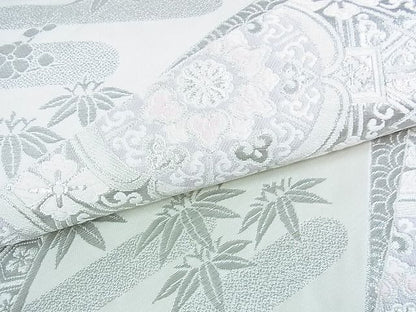 平和屋着物■六通柄袋帯 吉祥花文 銀糸 逸品 op4606