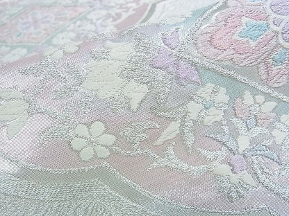 平和屋着物■六通柄袋帯　花菱文　銀糸　逸品　op4622