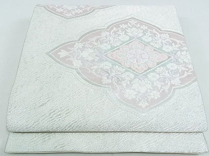 平和屋着物■六通柄袋帯　花菱文　銀糸　逸品　op4622
