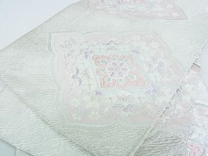 平和屋着物■六通柄袋帯　花菱文　銀糸　逸品　op4622