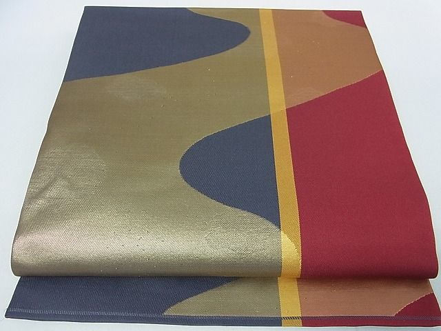 平和屋着物■六通柄 本袋帯 流水文 金糸 逸品 op4807
