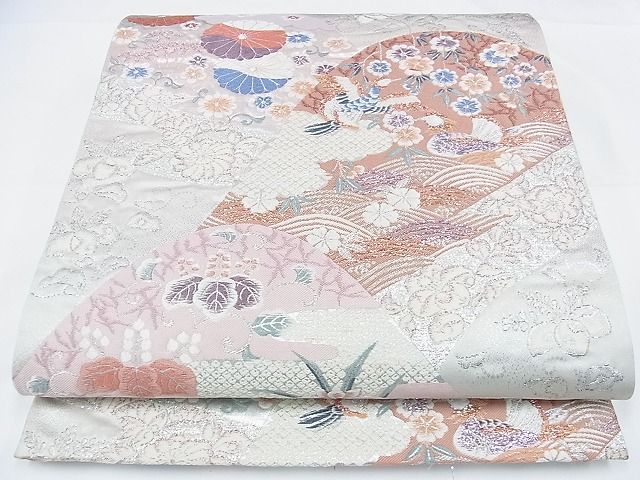 平和屋着物■六通柄袋帯 オリエント 九百錦 銀糸 逸品 op6015