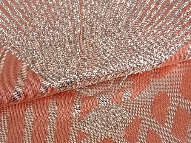 平和屋着物■六通柄袋帯　舞扇　銀糸　逸品　ox0143