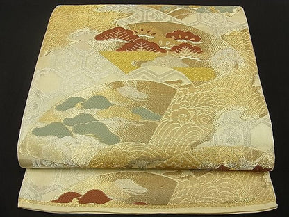 平和屋着物■六通柄袋帯 唐織 地紙吉祥花文 金銀糸 逸品 ox0201