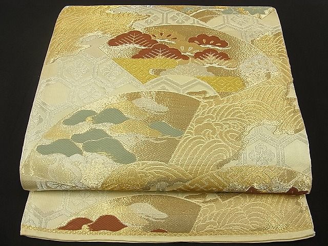 平和屋着物■六通柄袋帯 唐織 地紙吉祥花文 金銀糸 逸品 ox0201